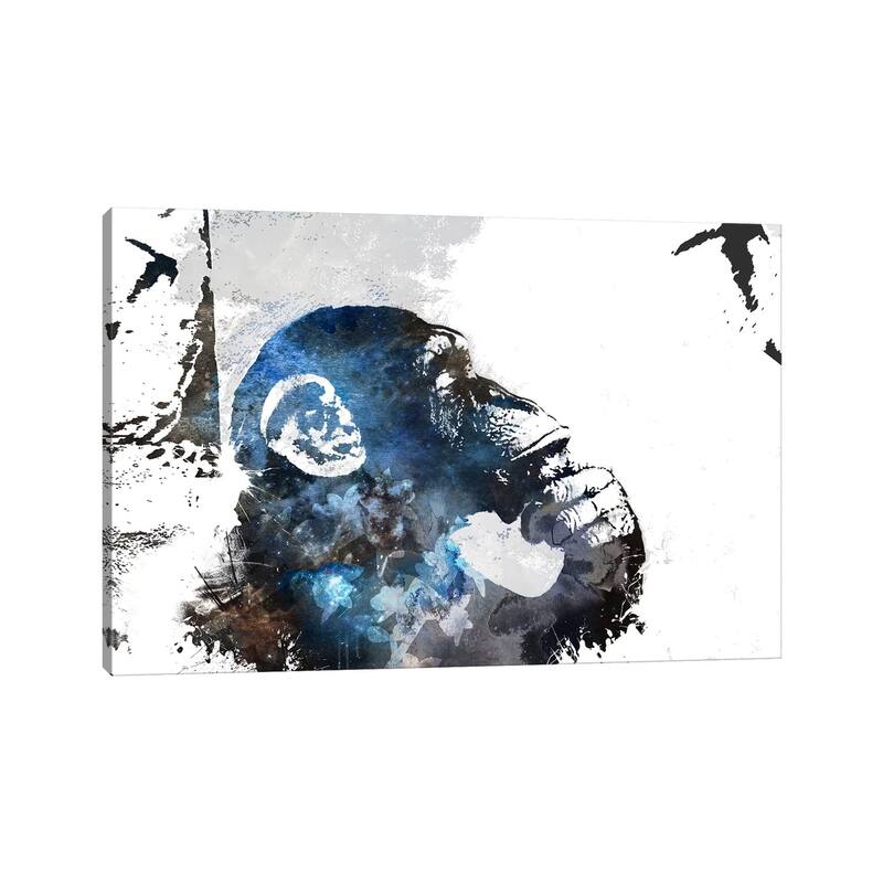 iCanvas "The Thinker Monkey Watercolor Silhouette" by Unknown Artist Canvas Print