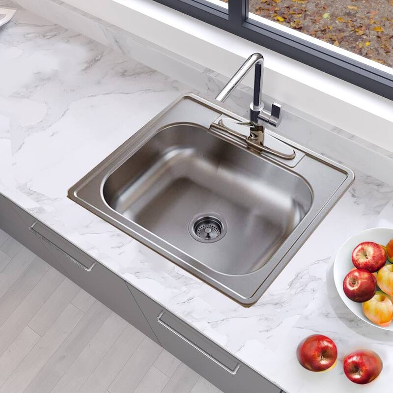 Stainless Steel 25-inch Topmount 3-hole Kitchen Sink