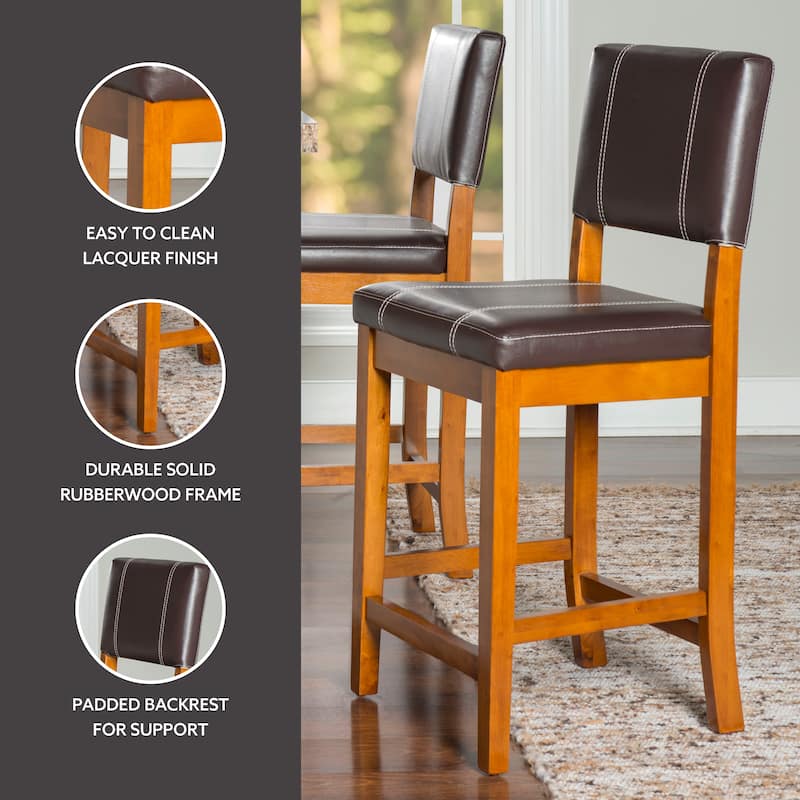 Linon Clover 24-inch Dark Brown Faux Leather Counter Stool