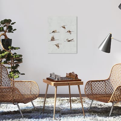 Wynwood Studio Canvas Animals Taking flight White and Modern & Contemporary Wall Art Canvas Print - White, Brown
