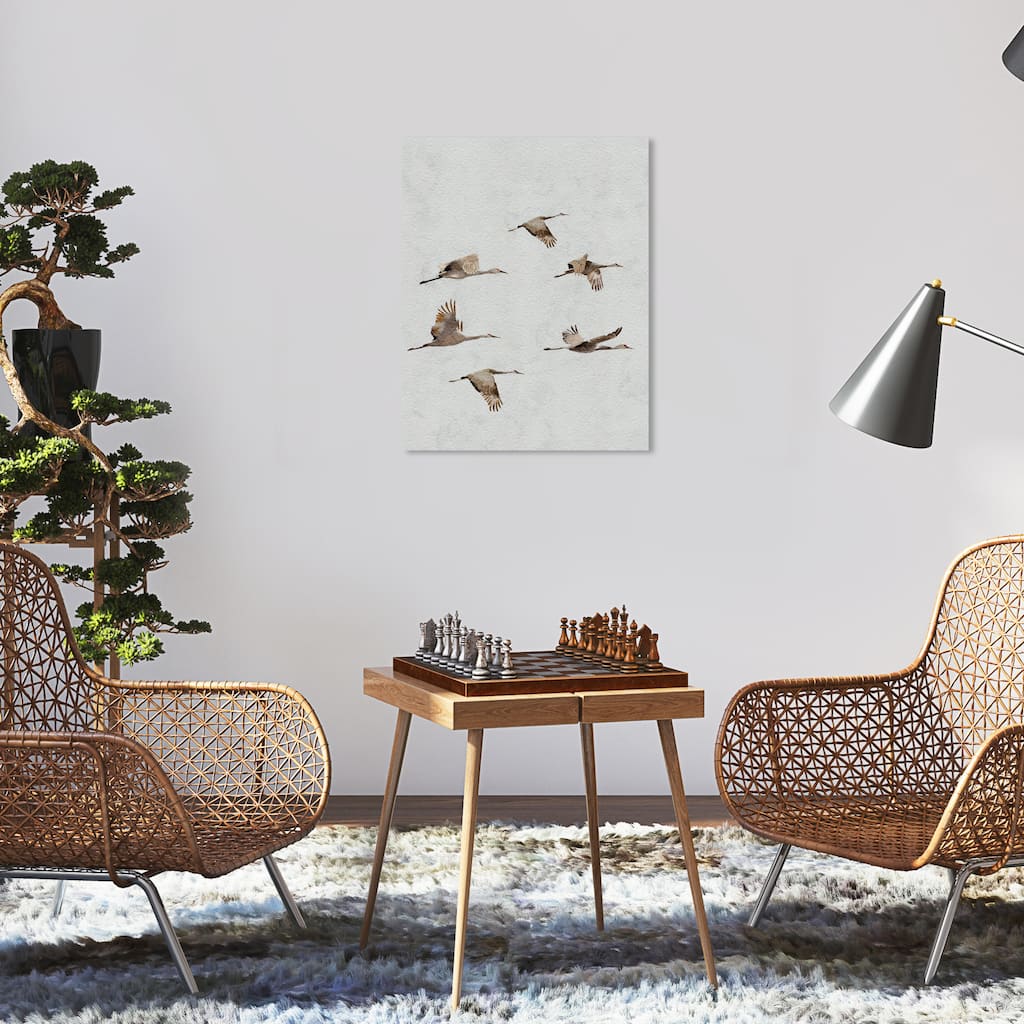 Wynwood Studio Canvas Animals Taking flight White and Modern & Contemporary Wall Art Canvas Print - White, Brown