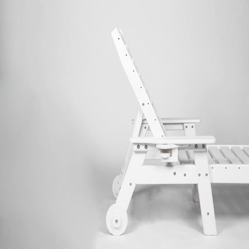 Lounge Chair Outdoor with Wood Texture, White