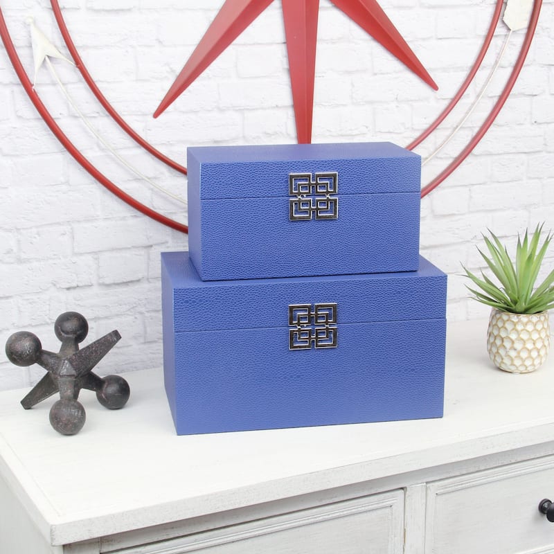 Galena White Shagreen Double Happiness Storage box Set of 2