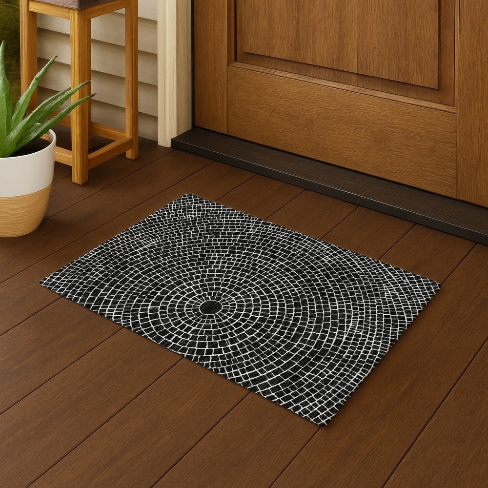 Machine Washable Indoor/ Outdoor Modern Gravity Chantille Rug
