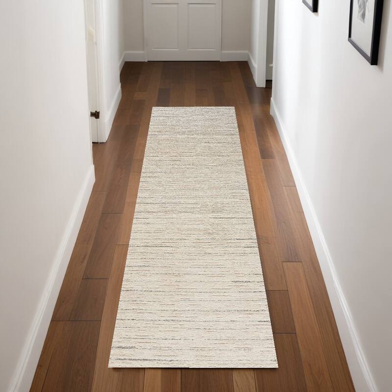Power Loomed Abstract Modern Area Rug - 90' X '26' X '0.59 - 90' X '26' X '0.59 - Gray and Ivory - Runner