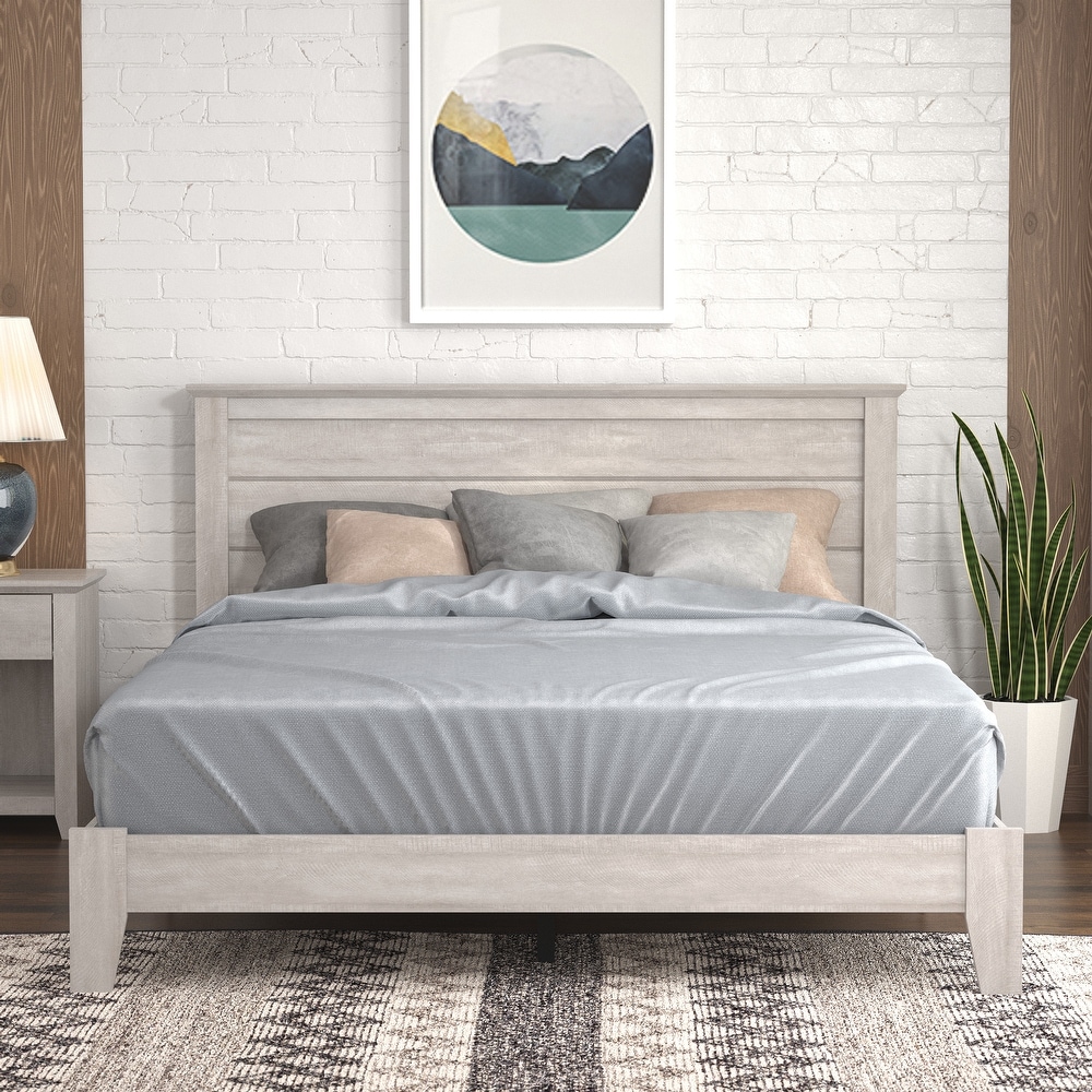 Gray platform bed queen deals