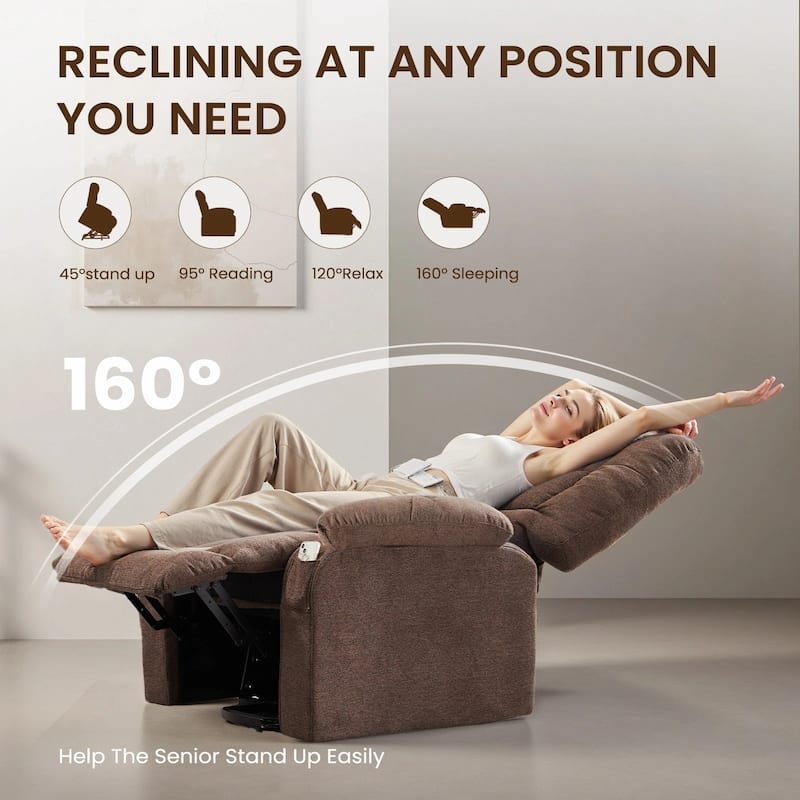 Recliner Chair, Reclining Massage Chair with Heat, Home Theater Seating Electric Power Lift Chair for Living Room