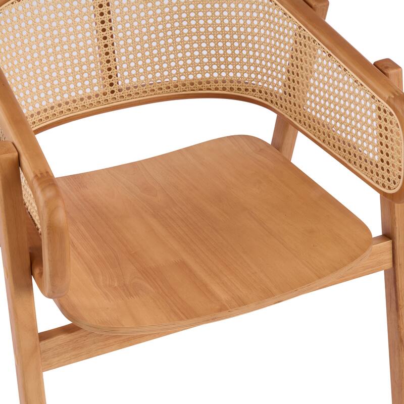 Christopher Knight Home - Mid-Cenutry Natural Rattan Mesh Dining Chairs Set with Ergonomic Curved Back and Armrests