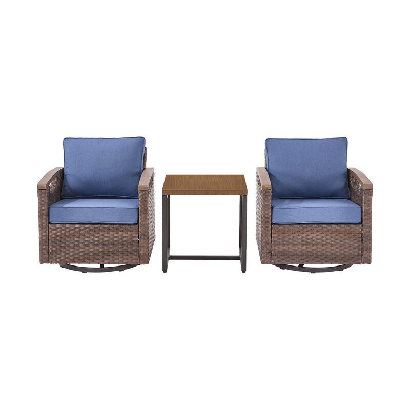 Pocassy Outdoor Brown Wicker Funitre with Cushion Set