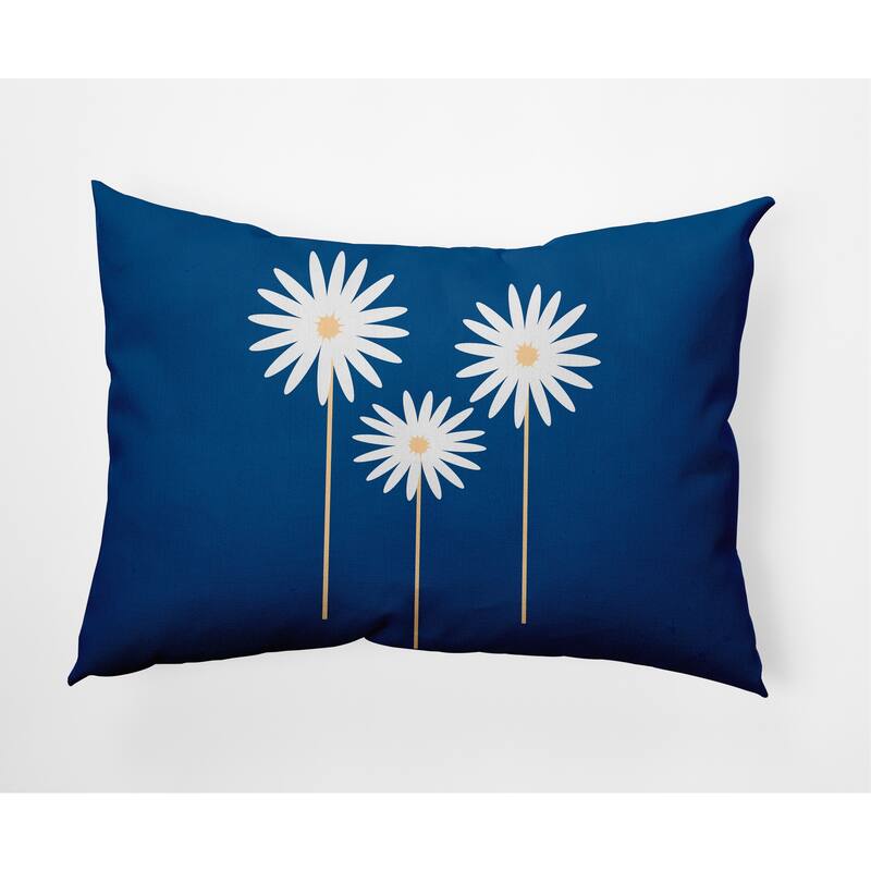Floral Print Decorative Throw Pillow - Dark Cobalt Blue - 14" x 20"