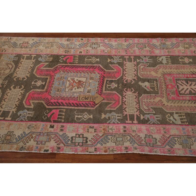 Tribal Meshkin Persian Vintage Runner Rug Handmade Wool Carpet - 3'8" x 10'9"