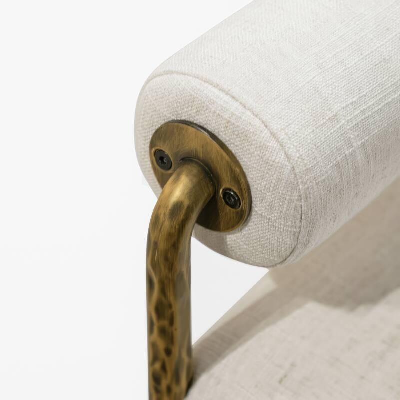 247 Shop At Home Lalia Modern Upholstered 48-inch Hammered Metal Accent Bench with Roll Arms