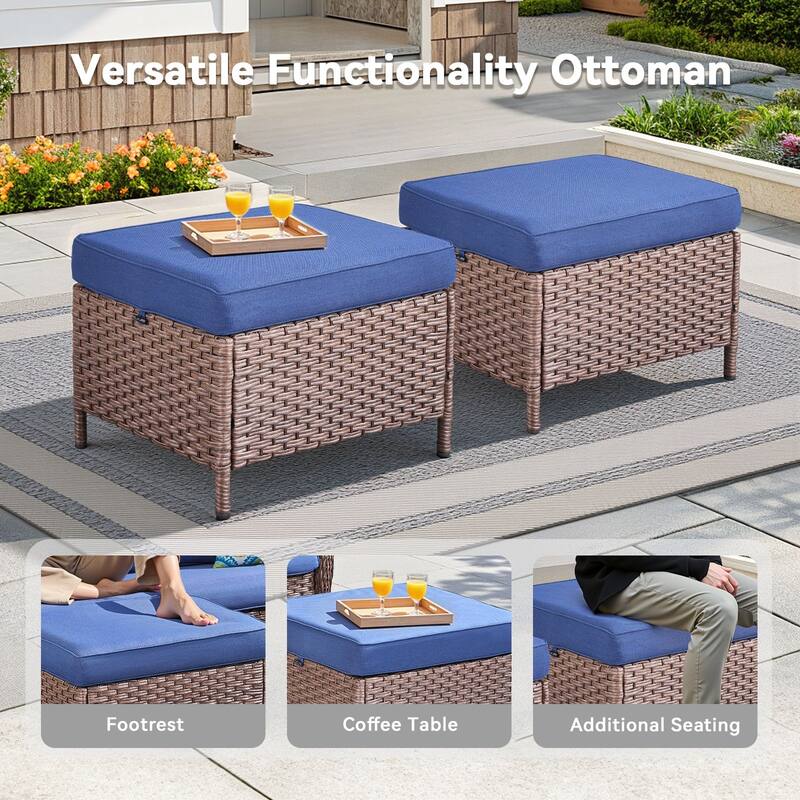 Pocassy 9 Pieces Patio Sofa Swivel Chair with Ottomans