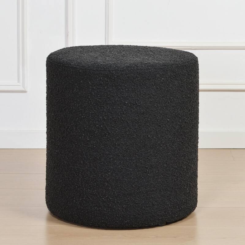 KINWELL Round Upholstered Pouf Ottoman Footrest