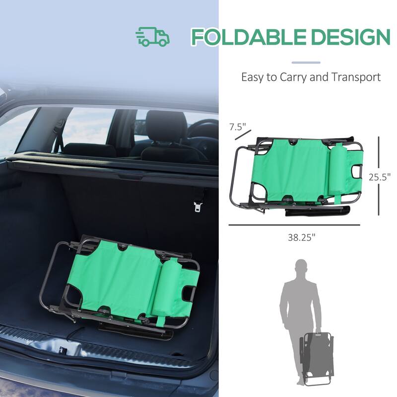 2-in-1 Foldable Sun Lounger Camping Chair with Adjustable Backrest, Headrest and Pocket for Poolside Patio