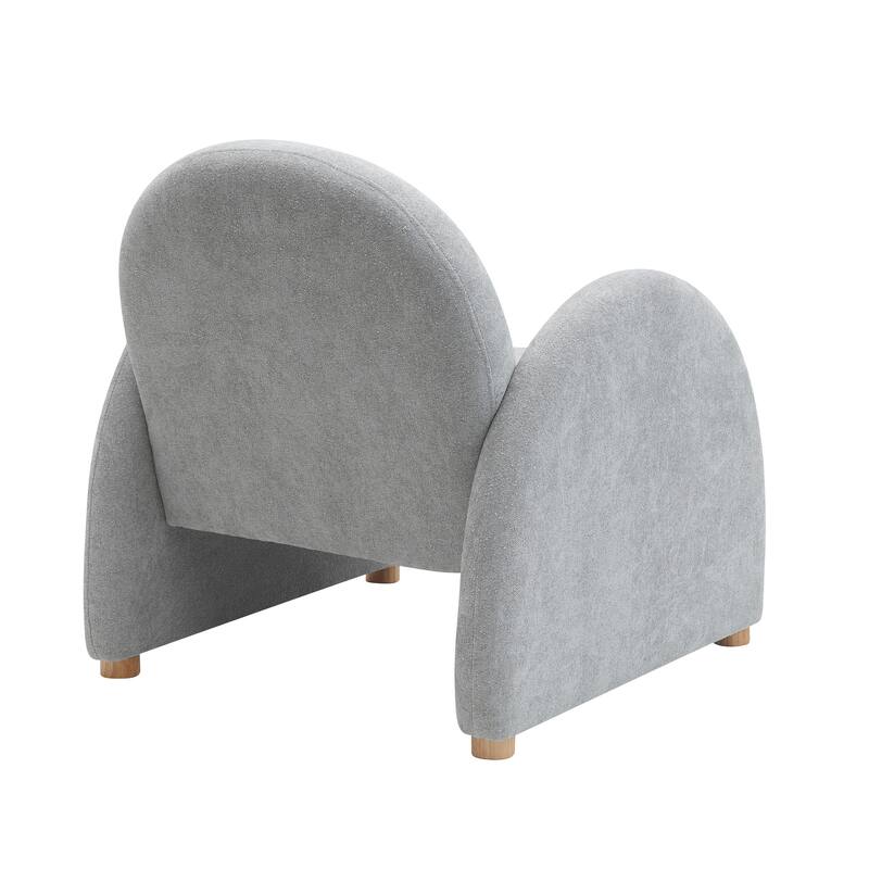 Modern Boucle Accent Armchair - Comfortable Upholstered Lounge Chair with Curved Armrests, Stylish Minimalist Chair