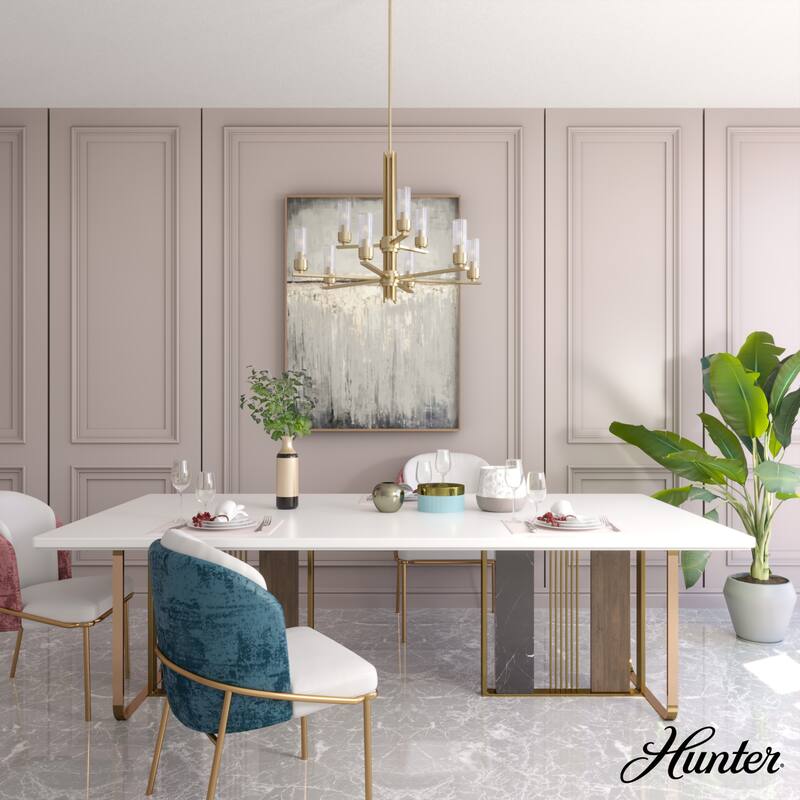 Hunter Gatz Ribbed Glass Chandelier - Dining Room, Kitchen Island, Entry - Glam, Contemporary, Transitional