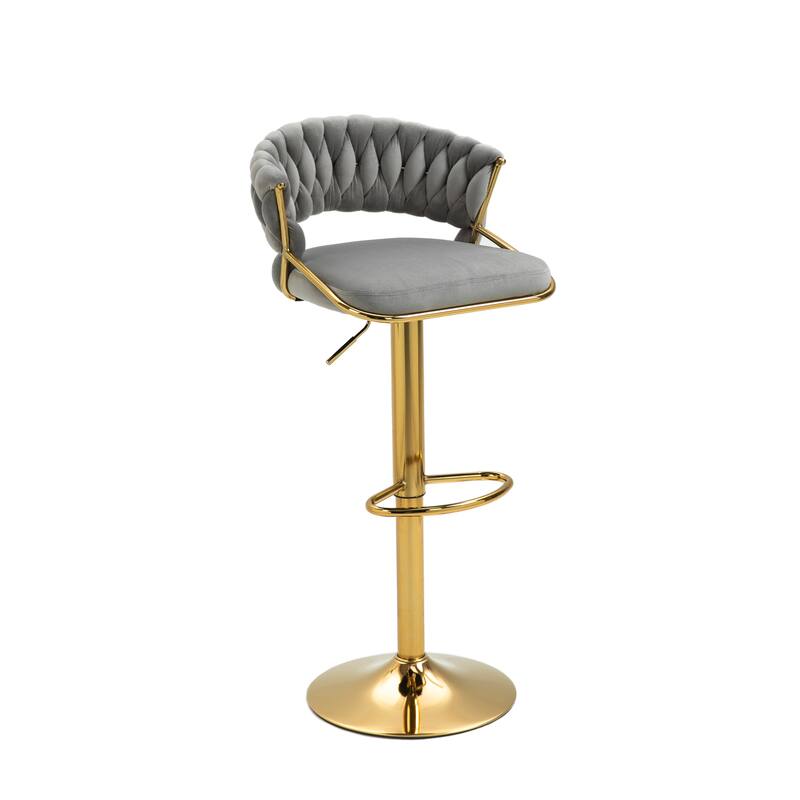 Modern Velvet Counter Bar Stools with Backs(Set of 2)