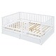 preview thumbnail 55 of 118, Roomfitters Twin Size Wood Daybed with Fence Guardrails, 2 Storage Drawers, Convertible Floor Bed, and Built-In Shelving