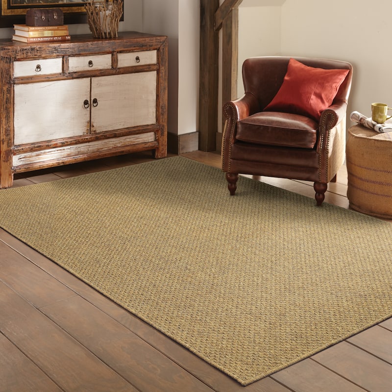 Style Haven Veranda Tonal Woven Basket Weave Indoor-Outdoor Rug - 1'9" x 3'9" - Brown