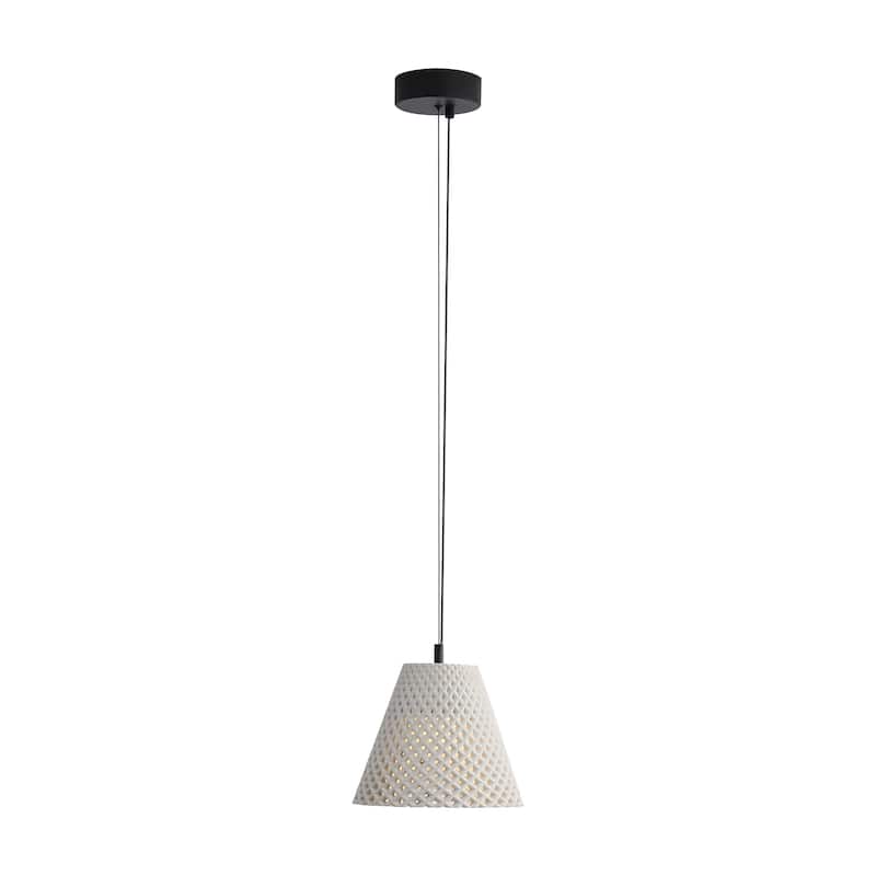 Clarus 10" LED Pendant in White Sandstone Cement - Black