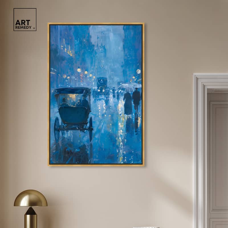 Art Remedy London Nights Framed Impressionism 1 Piece Canvas Wall Art /Monet And Van Gogh Inspired Art
