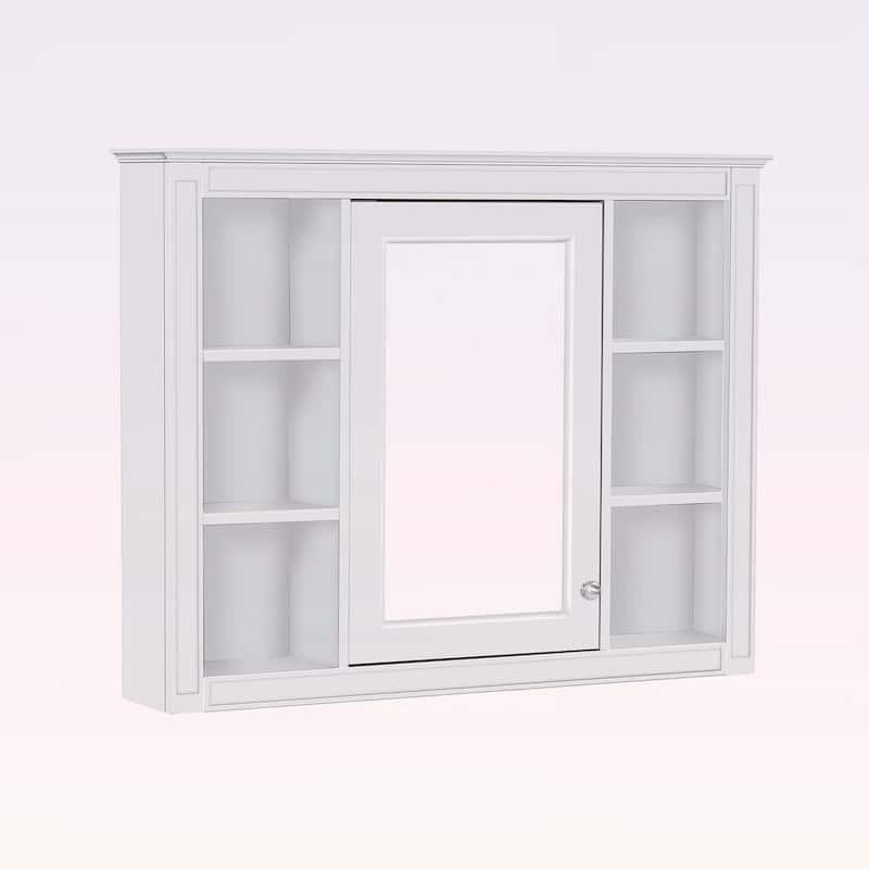35'' x 27.5'' Wall-Mounted Medicine Cabinet with Mirror and 6 Open Shelves