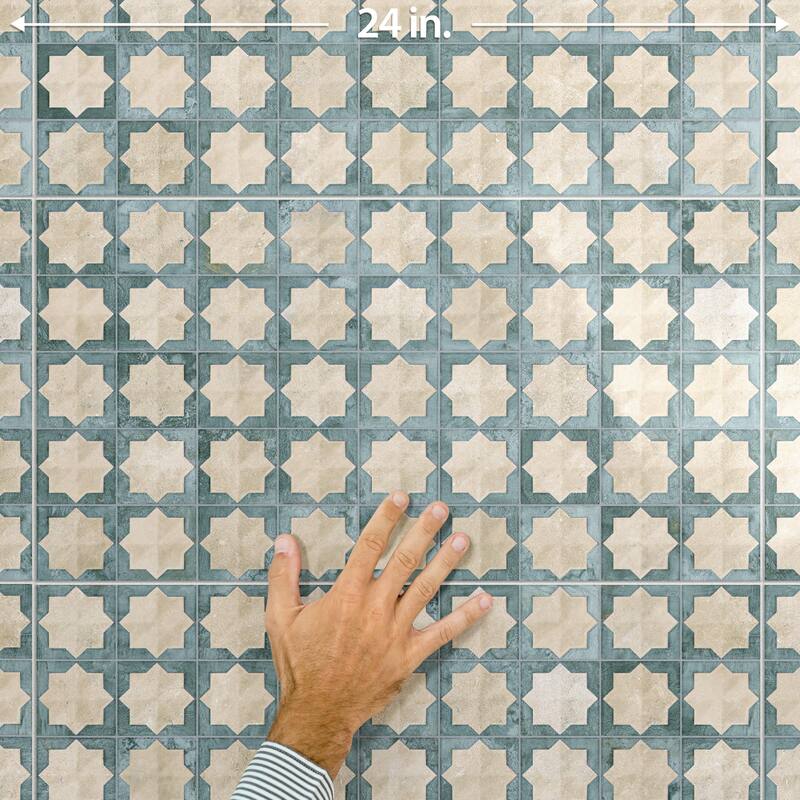 Merola Tile Tetuan Astre Arena Aqua 12-1/8" x 21-7/8" Porcelain Wall Tile