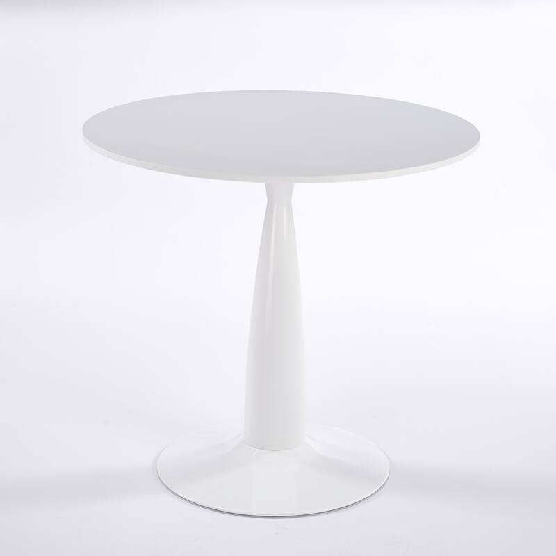 31.5inch Mid-Century Modern Pedestal Table, Multi-Functional Dining Table for 4-6 People & Large Coffee Table - White