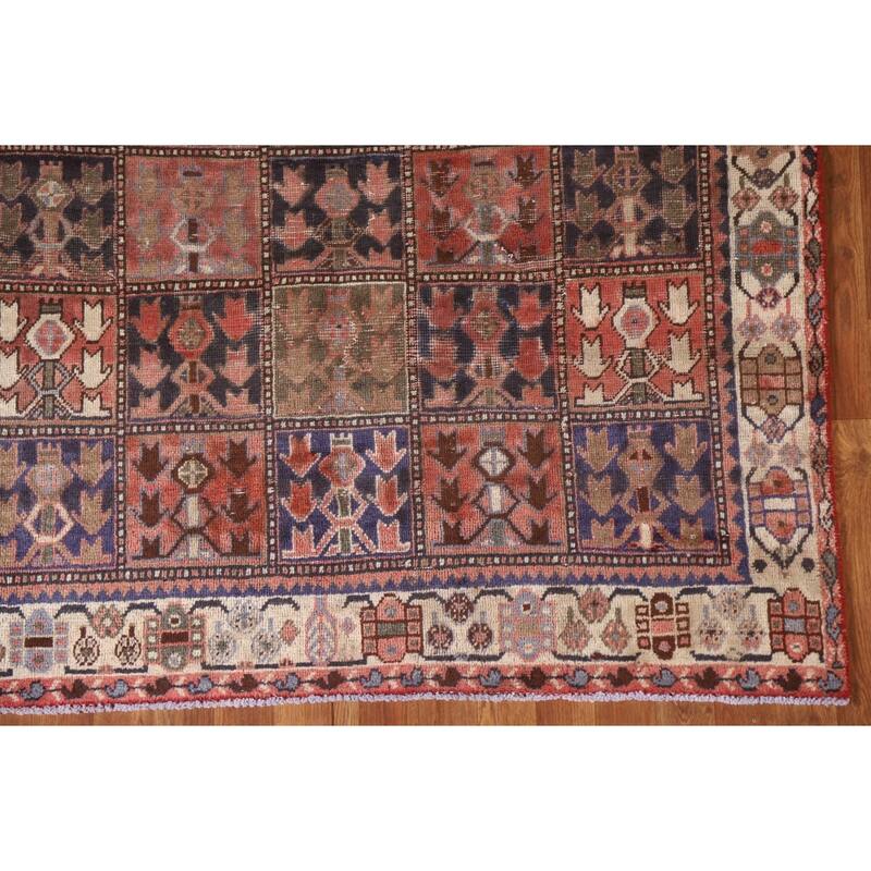 Garden Design Bakhtiari Persian Antique Rug Hand-knotted Wool Carpet - 4'8"x 9'4"