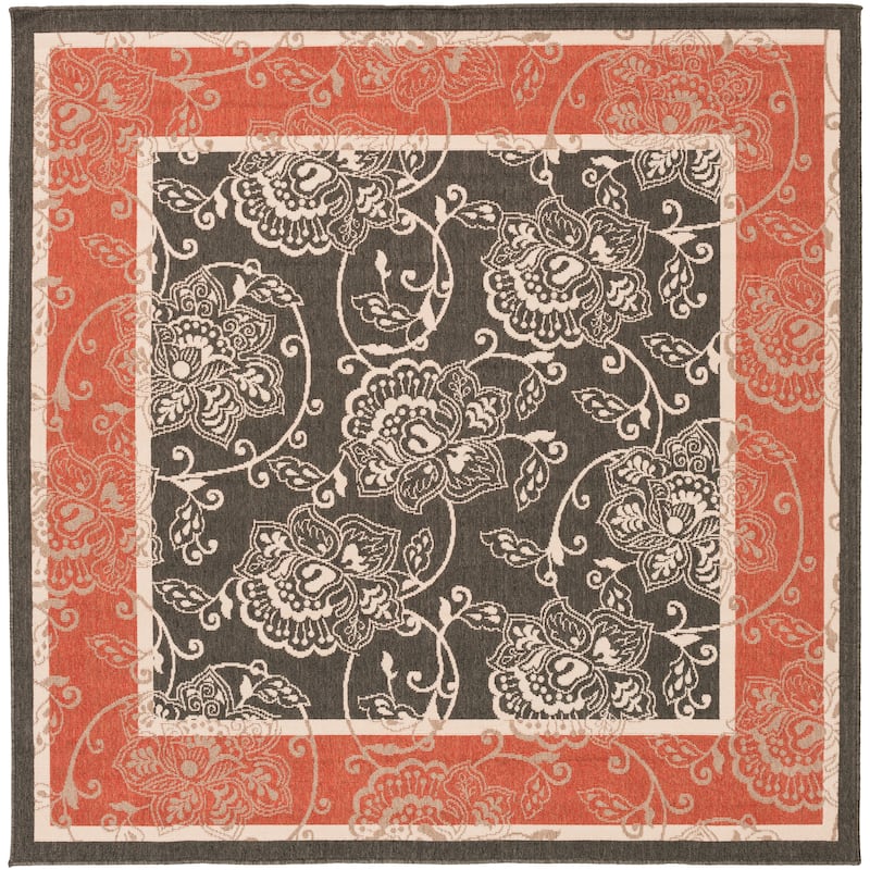 Janelle Indoor/Outdoor Transitional Floral Border Area Rug