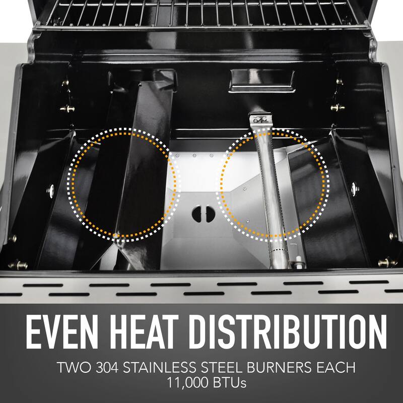 Permasteel 2-Burner Propane Gas Grill with Foldable Side Shelves