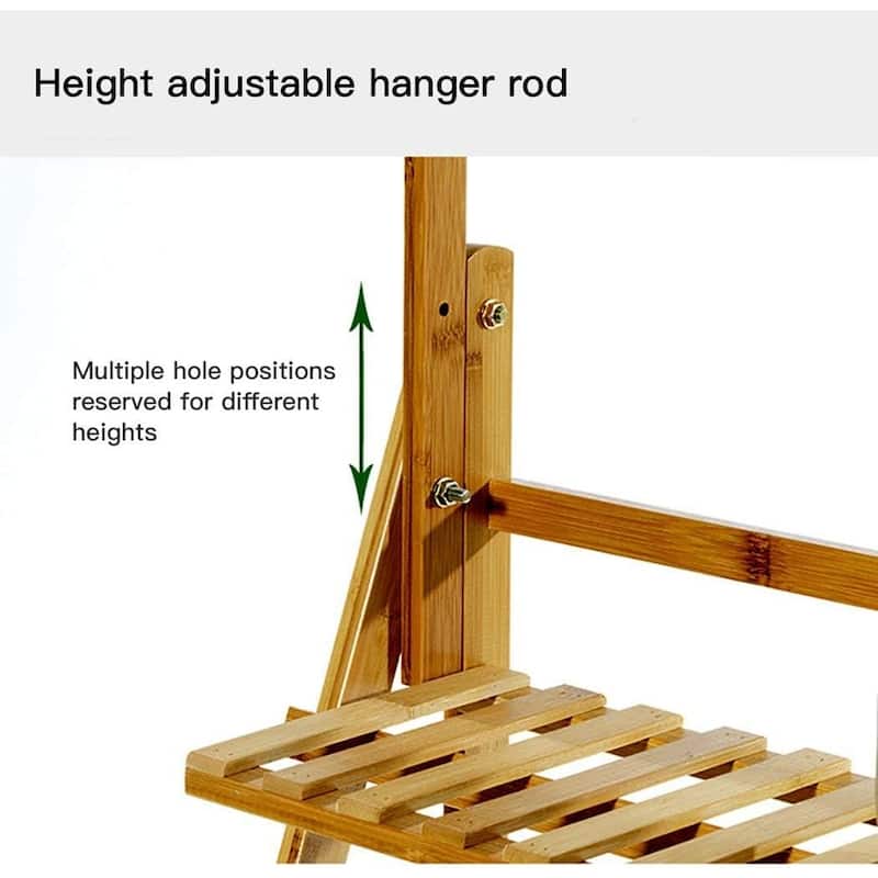 27" 3 Tier Plant Stand Hanging Rack Bamboo Plant Ladder Foldable Flower Pots