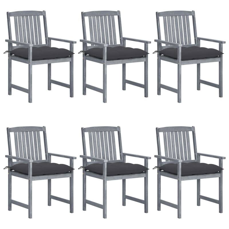 vidaXL Patio Chairs Outdoor Dining Chair with Cushions Gray Solid Wood Acacia