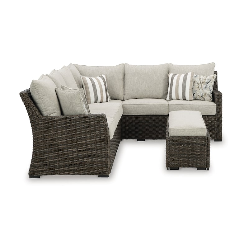 Signature Design by Ashley Brook Ranch Brown Outdoor Sofa Sectional/Bench with Cushion (Set of 3)