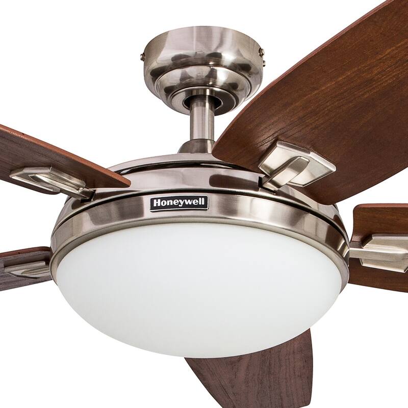 48" Honeywell Carmel Brushed Nickel Ceiling Fan with Integrated Light and Remote