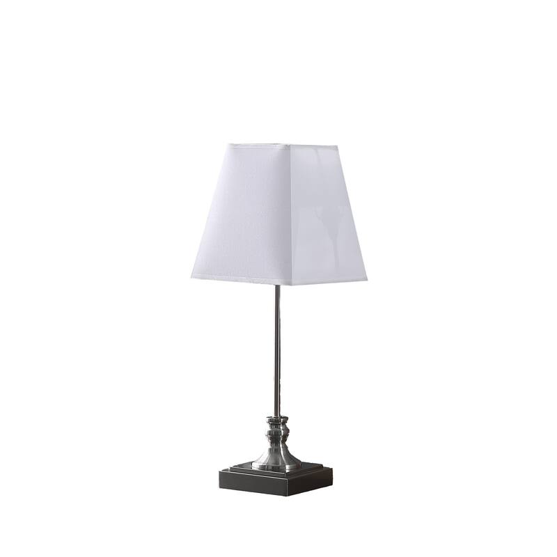 HomeRoots 19" Silver Bedside Table Lamp With White Empire Shade - Small