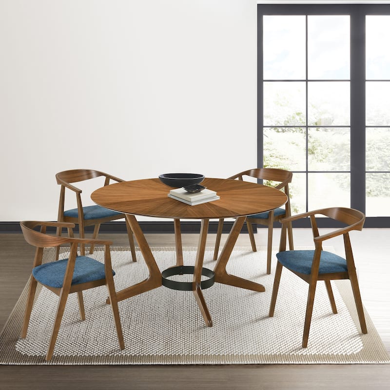 Santana Mid-Century Modern Upholstered Wood Dining Chairs - Set of 2