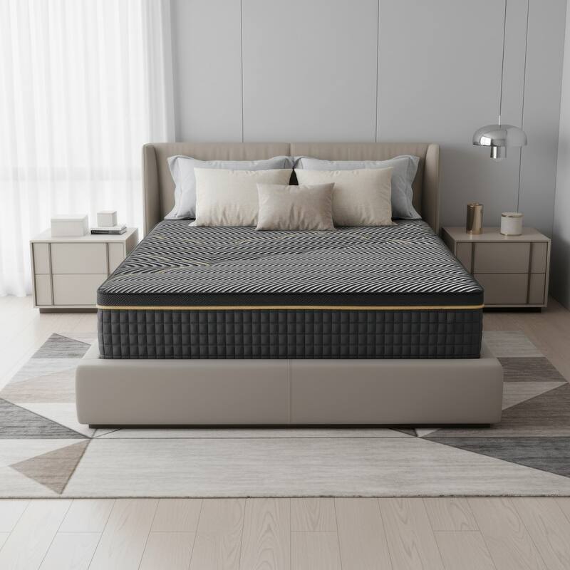 Pocassy 12Inch Mattress Hybrid Mattress Gel Memory Foam & Zone Pocket Coil Support