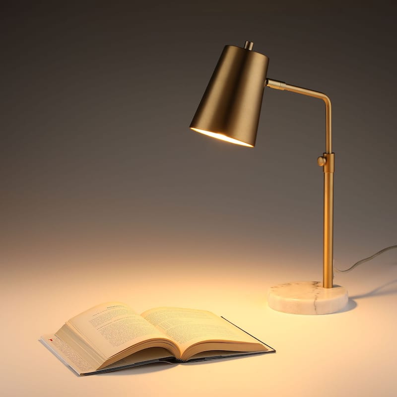 CO-Z 20-in Adjustable Desk Lamp with Marble Base - Antique Brass - Gold