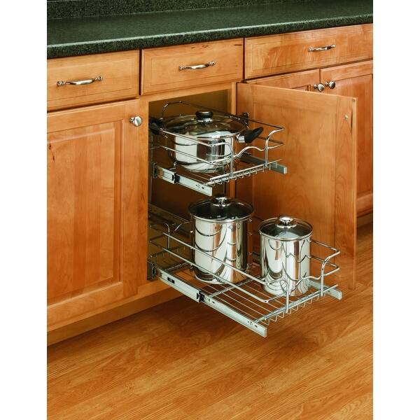 Rev A Shelf 5wb2 1222 5wb Series 12 Wide By 22 Deep Two Tier Pull Chrome Overstock 17136145