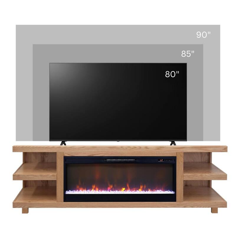 Bridgevine Home Laurel Canyon 82 inch Fireplace TV Stand for TVs up to 90 inches, Minimal Assembly