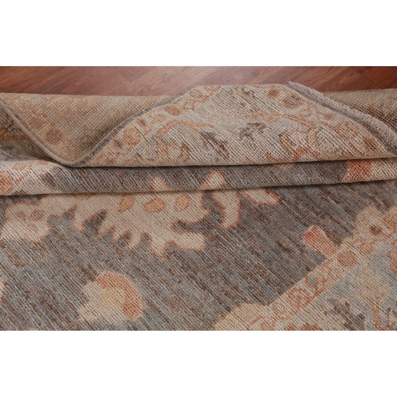 Hand Knotted Oriental 100% Wool Carpet Transitional Floral Greys & Charcoal Oushak Area Rug - 5' 9'' X 4' 2''