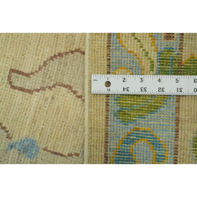 Vegetable Dye Wool Oushak Turkish Area Rug, Geometric Carpet - 11' 8'' X 9' 1''