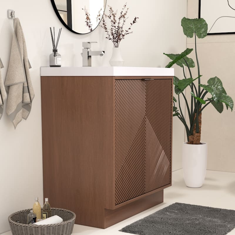 Milano 30" Freestanding Bathroom Vanity with White Acrylic Sink