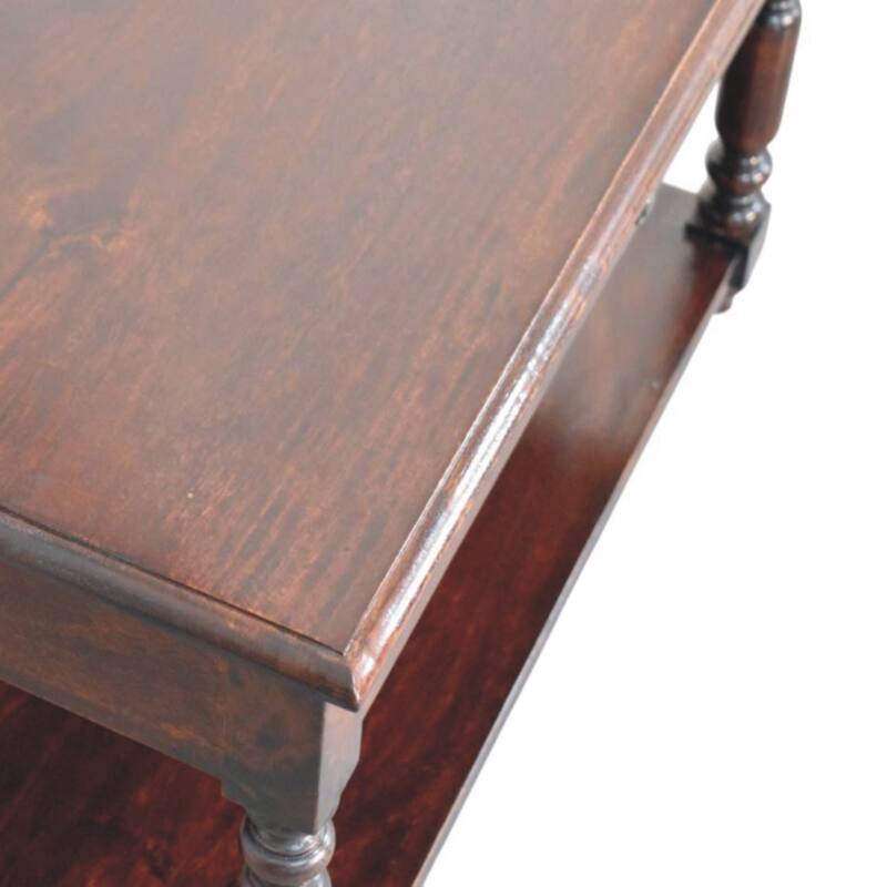 Artisan Furniture Solid Wood Turned Legs Cherry Console Table, Dark brown,1 Drawer,1 Storage area