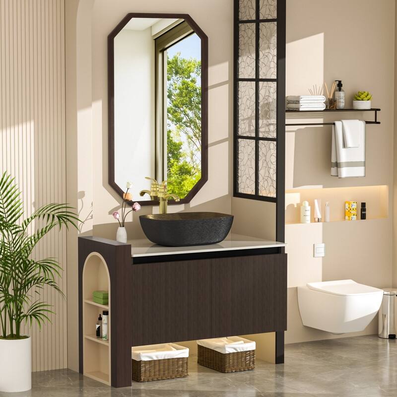 Vintage Aluminium Bathroom Vanity With Countertop Sink Copper Faucet Set