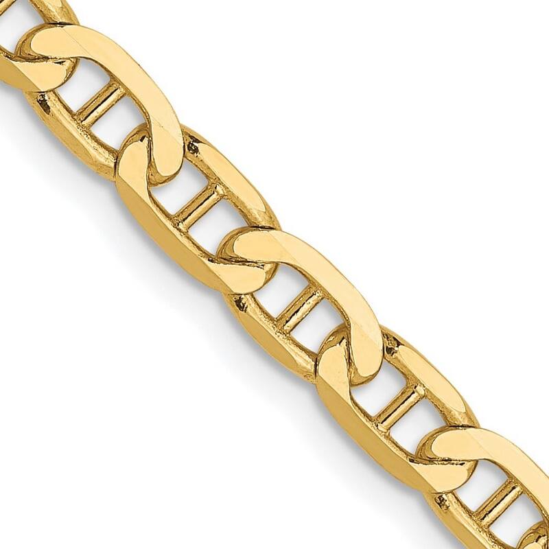 Curata 10k Lobster Claw Closure 3.75mm Concave Nautical Ship Mariner Anchor Chain Bracelet