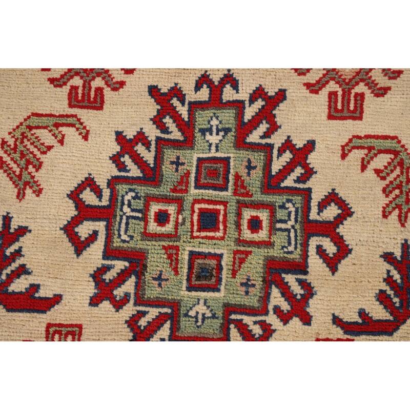 Kazak Accent Rug Handmade Beige Wool Carpet - 3'3"x 5'4"
