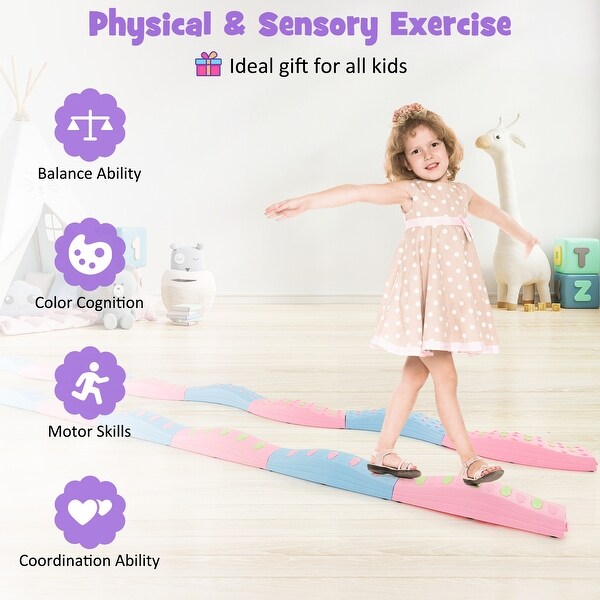 Colorful Kids Wavy Balance Beam with Textured Surface and Non-slip